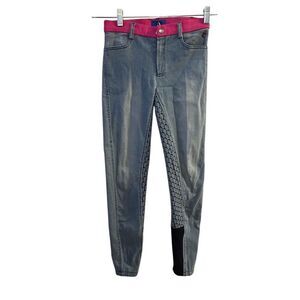 Horze Girls Cecelia Denim Full Seat Breeches Blue Size L Riding Pants